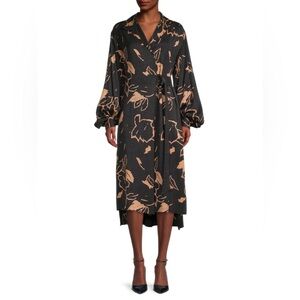 Ted Baker DIAANNA Midi Wrap Dress High-Low Hem Belted Lyocell Viscose US 2